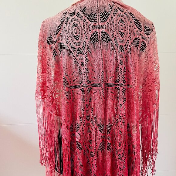 Vintage 70's Hombre Silk Shawl - Picture 1 of 3